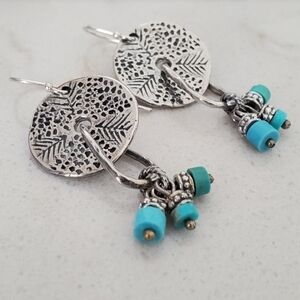 Rare Silpada "Shake, Rattle & Roll" Sterling Silver Turquoise Earrings W1557